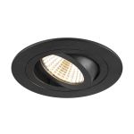 SLV New Tria 75 Spot Aluminium Schwarz Rund 8.3W 750lm 38D - 930 Warmweiß | Ausschnitt 75mm -  Höchste Farbwiedergabe - Dimmbar 