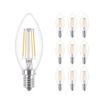 Mehrfachpackung 10x Philips Corepro LED Kerze E14 Fadenlampe Klar 4.3W 470lm - 827 Extra Warmweiß | Ersatz für 40W