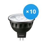 Lot 10x Philips Master LED Spot GU5.3 MR16 7.5W 500lm 24D - 930 Blanc Chaud | Meilleur rendu des couleurs - Dimmable - Équivalent 50W