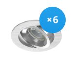 Lot 6x Noxion Encastré Spot Drome MR16 inclinable Aluminium | Diamètre 69mm - GU10 Culot