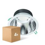 Lot 4x Philips Downlight LED Coreline DN142B Aluminium Blanc 19.2W 2300lm 60D - 830 Blanc Chaud | Diamètre 200mm - IP20 - UGR<19