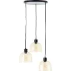 Brilliant Casto Suspension Luminaire Verre Suspension Luminaire Métal Noir Beige | 510mm - Convient pour 3x E27