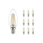 Lot 10x Noxion Lucent LED E14 Bougie Filament Claire 2.5W 250lm - 827 Blanc Très Chaud | Dimmable - Équivalent 25W