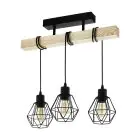 Eglo Plafonnier Townshend 5 Acier Bois Noir | IP20 - Convient pour 3x E27 